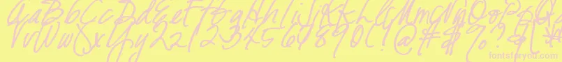 DjbFreshStartBold-Schriftart – Rosa Schriften auf gelbem Hintergrund