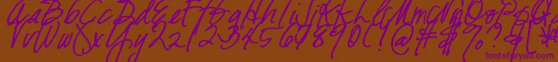 DjbFreshStartBold Font – Purple Fonts on Brown Background