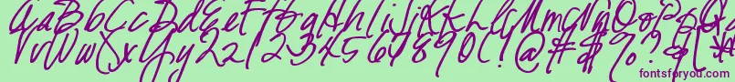 DjbFreshStartBold Font – Purple Fonts on Green Background