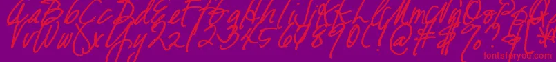 DjbFreshStartBold-Schriftart – Rote Schriften auf violettem Hintergrund