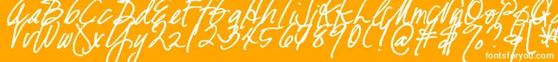 DjbFreshStartBold-Schriftart – Weiße Schriften auf orangefarbenem Hintergrund