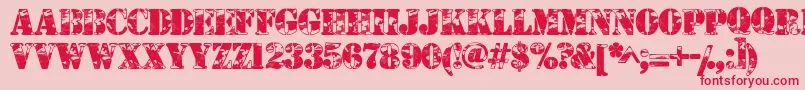 Camouflageu-Schriftart – Rote Schriften auf rosa Hintergrund