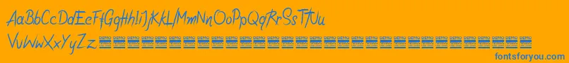 RiotiksDemo Font – Blue Fonts on Orange Background