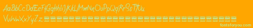 RiotiksDemo-Schriftart – Grüne Schriften auf orangefarbenem Hintergrund