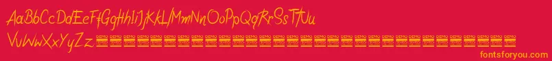 RiotiksDemo Font – Orange Fonts on Red Background