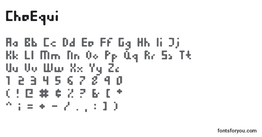 A fonte CheEqui – alfabeto, números, caracteres especiais