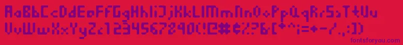 CheEqui-Schriftart – Violette Schriften auf rotem Hintergrund