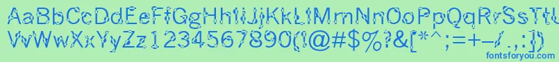 DotYourEyes-Schriftart – Blaue Schriften auf grünem Hintergrund
