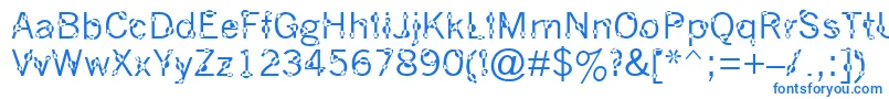 フォントDotYourEyes – 白い背景に青い文字