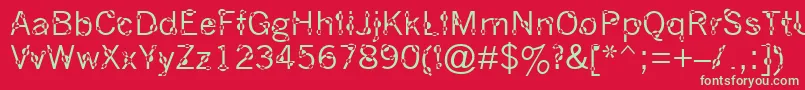 フォントDotYourEyes – 赤い背景に緑の文字