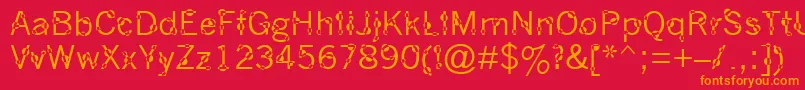 フォントDotYourEyes – 赤い背景にオレンジの文字