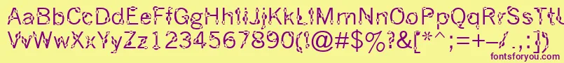 DotYourEyes-fontti – violetit fontit keltaisella taustalla