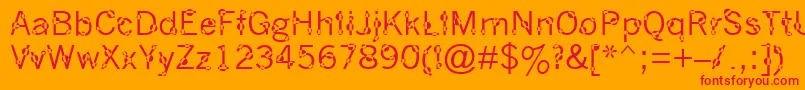 フォントDotYourEyes – オレンジの背景に赤い文字