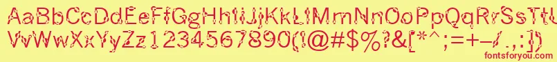 DotYourEyes-Schriftart – Rote Schriften auf gelbem Hintergrund