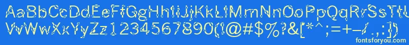 DotYourEyes-fontti – keltaiset fontit sinisellä taustalla