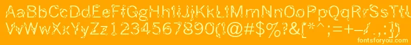 DotYourEyes-fontti – keltaiset fontit oranssilla taustalla