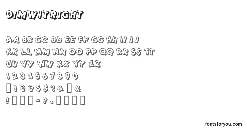 Schriftart Dimwitright – Alphabet, Zahlen, spezielle Symbole
