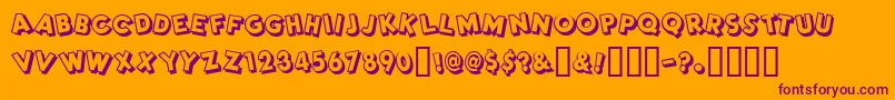 Dimwitright-Schriftart – Violette Schriften auf orangefarbenem Hintergrund