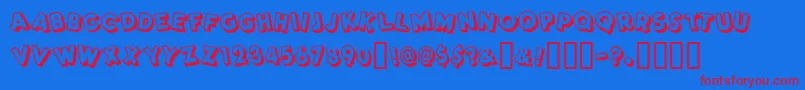 Dimwitright-Schriftart – Rote Schriften auf blauem Hintergrund