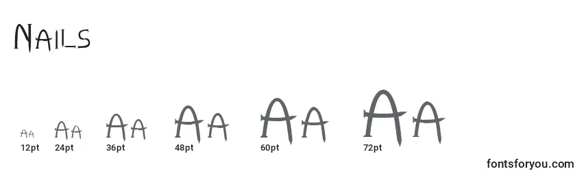 Размеры шрифта Nails