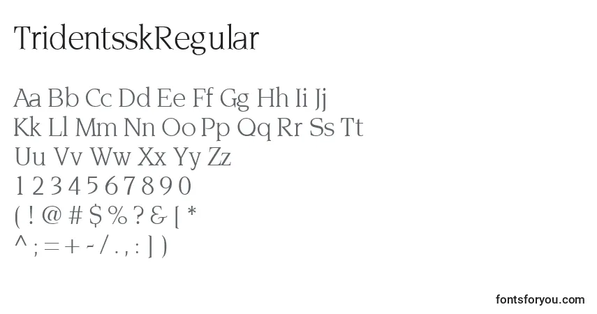Czcionka TridentsskRegular – alfabet, cyfry, specjalne znaki