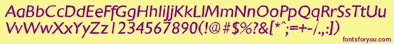 ChantillyantiqueItalic Font – Purple Fonts on Yellow Background