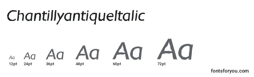 Размеры шрифта ChantillyantiqueItalic