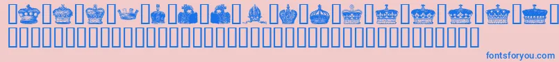 CrownsAndCoronets-Schriftart – Blaue Schriften auf rosa Hintergrund