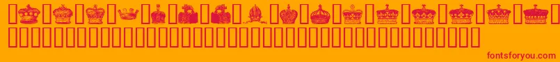 CrownsAndCoronets-Schriftart – Rote Schriften auf orangefarbenem Hintergrund