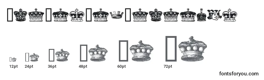 Größen der Schriftart CrownsAndCoronets