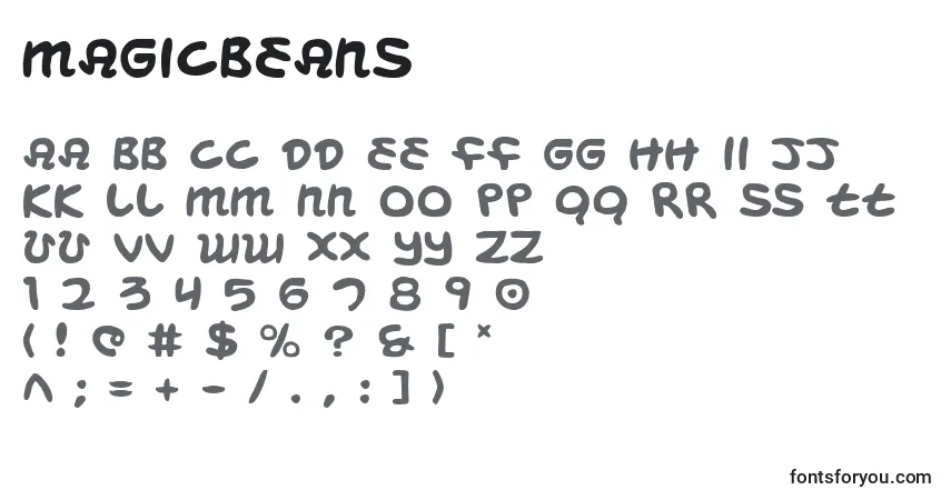 Czcionka MagicBeans – alfabet, cyfry, specjalne znaki