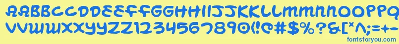 フォントMagicBeans – 青い文字が黄色の背景にあります。