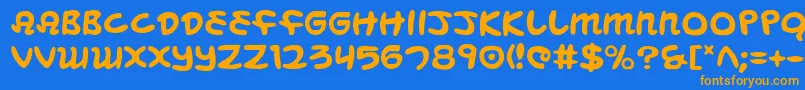 フォントMagicBeans – オレンジ色の文字が青い背景にあります。