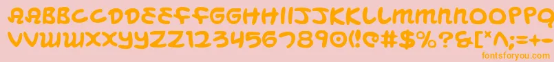 MagicBeans-Schriftart – Orangefarbene Schriften auf rosa Hintergrund