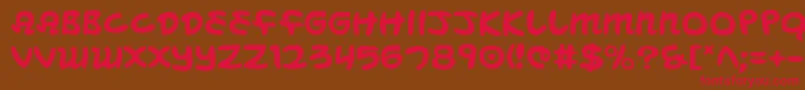 フォントMagicBeans – 赤い文字が茶色の背景にあります。