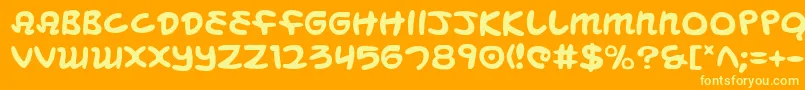 MagicBeans-Schriftart – Gelbe Schriften auf orangefarbenem Hintergrund