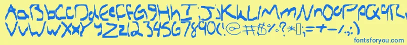 Sethshandwriting-Schriftart – Blaue Schriften auf gelbem Hintergrund