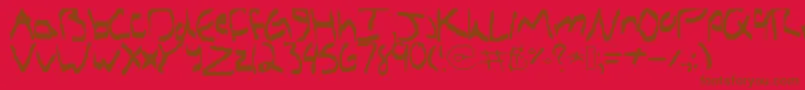 フォントSethshandwriting – 赤い背景に茶色の文字