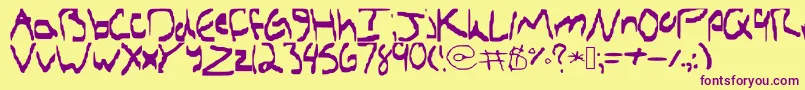 Sethshandwriting Font – Purple Fonts on Yellow Background