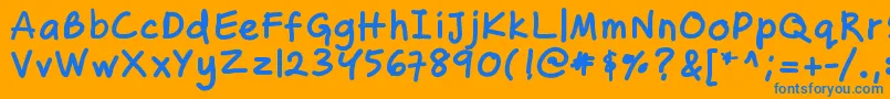 Zakirahsbold-Schriftart – Blaue Schriften auf orangefarbenem Hintergrund