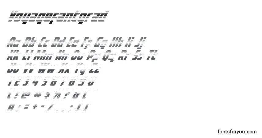 Schriftart Voyagefantgrad – Alphabet, Zahlen, spezielle Symbole