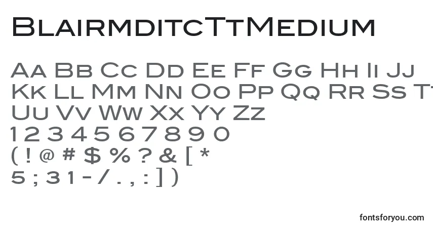 A fonte BlairmditcTtMedium – alfabeto, números, caracteres especiais