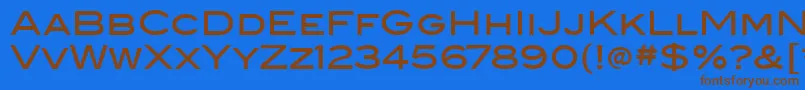 BlairmditcTtMedium-Schriftart – Braune Schriften auf blauem Hintergrund