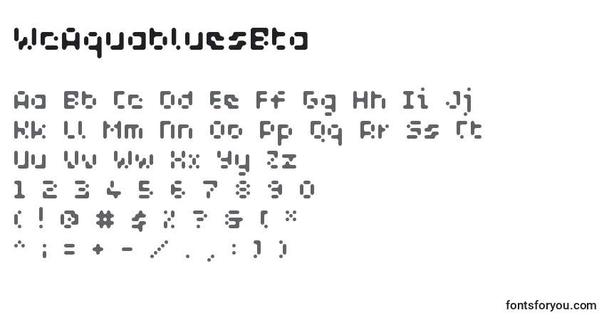 Шрифт WcAquabluesBta (77194) – алфавит, цифры, специальные символы