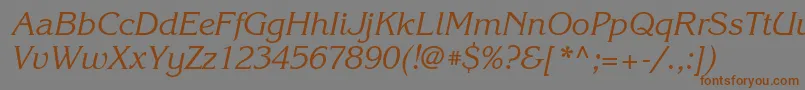 KorinnacttItalic-Schriftart – Braune Schriften auf grauem Hintergrund