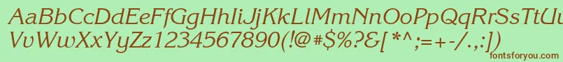 KorinnacttItalic Font – Brown Fonts on Green Background