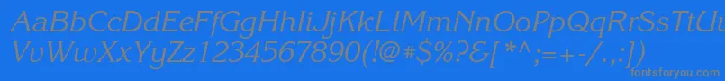 Fonte KorinnacttItalic – fontes cinzas em um fundo azul