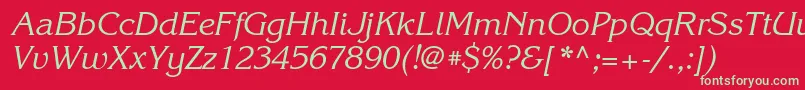 KorinnacttItalic-Schriftart – Grüne Schriften auf rotem Hintergrund