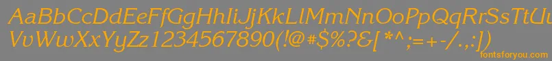 KorinnacttItalic-Schriftart – Orangefarbene Schriften auf grauem Hintergrund