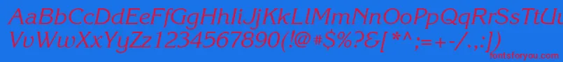 Czcionka KorinnacttItalic – czerwone czcionki na niebieskim tle